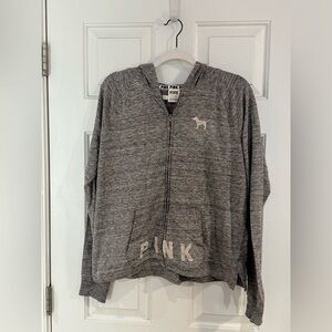 Victoria's Secret PINK Heather Gray Zip up Hoodie Size Large
